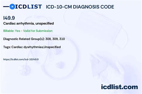 icd 10 code cardiac arrhythmia unspecified